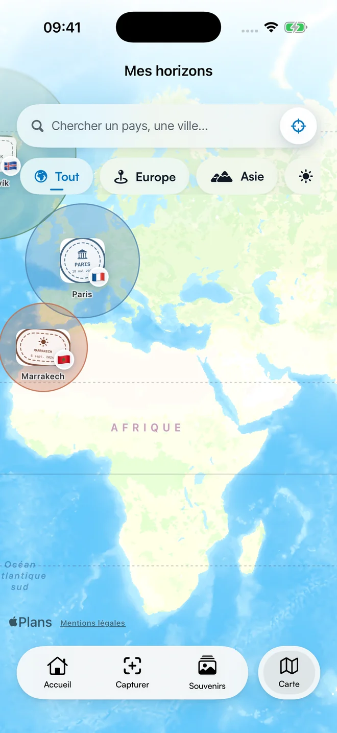 La carte Waymark et les destinations visitées en Europe et au Japon