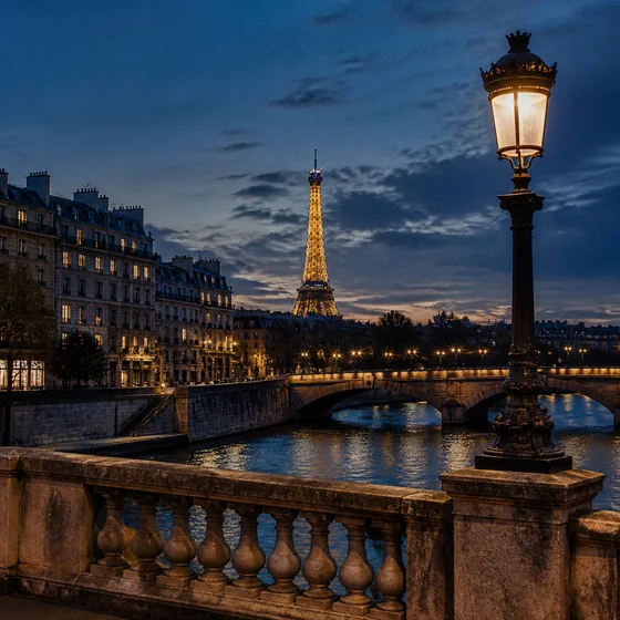 La tour Eiffel à la lumière du soir, souvenir de Paris
